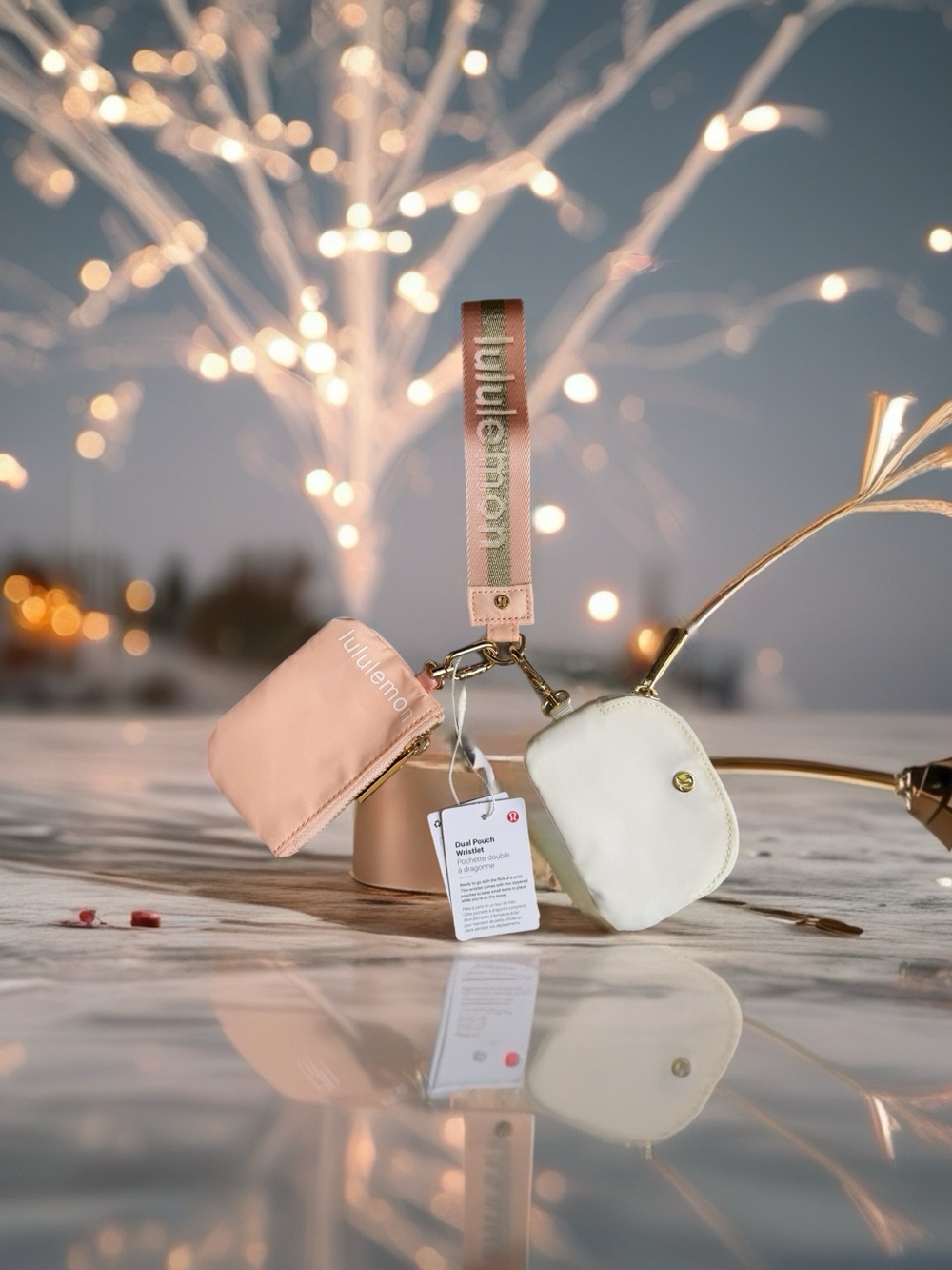 lululemon athletica Dual Pouch Keychain Wristlet - Blush & Cream